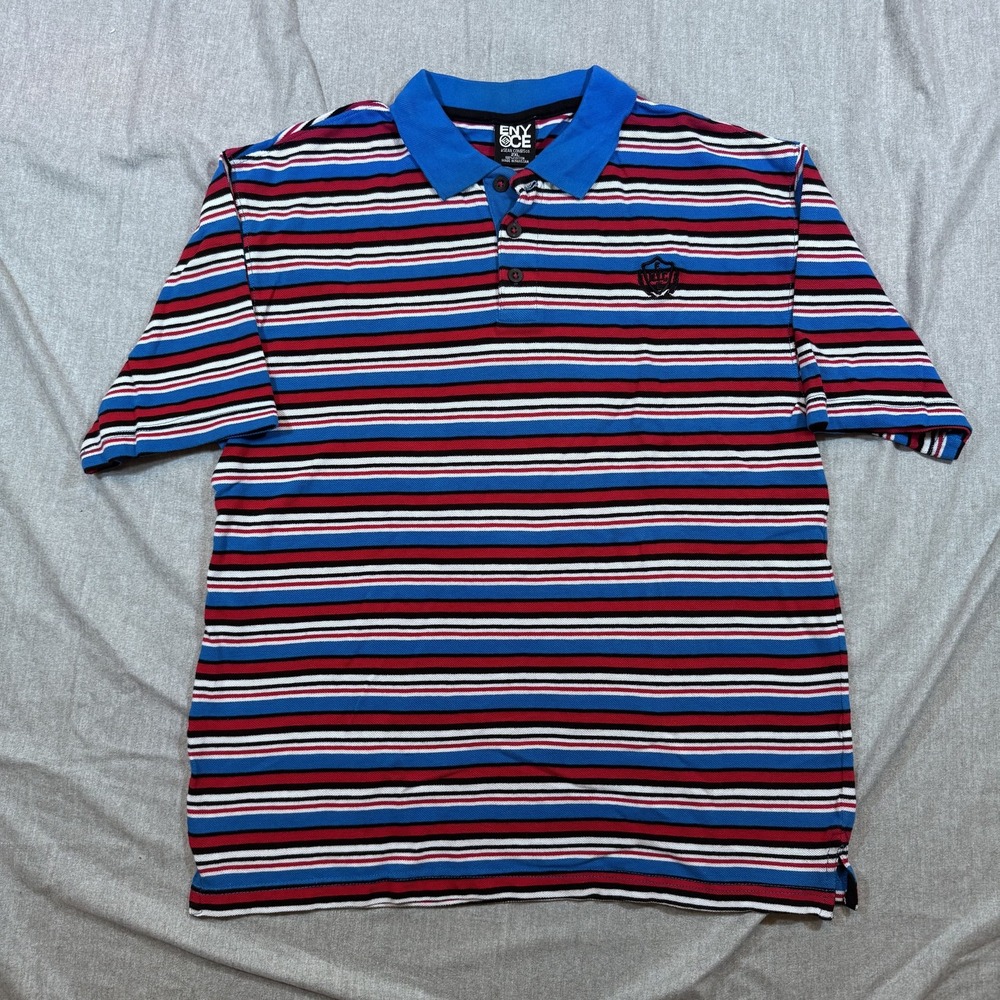 Enyce Polo Shirt Mens 2XL Striped Short Sleeve Hip Hop Golf Casual Rugby‎ Y2K